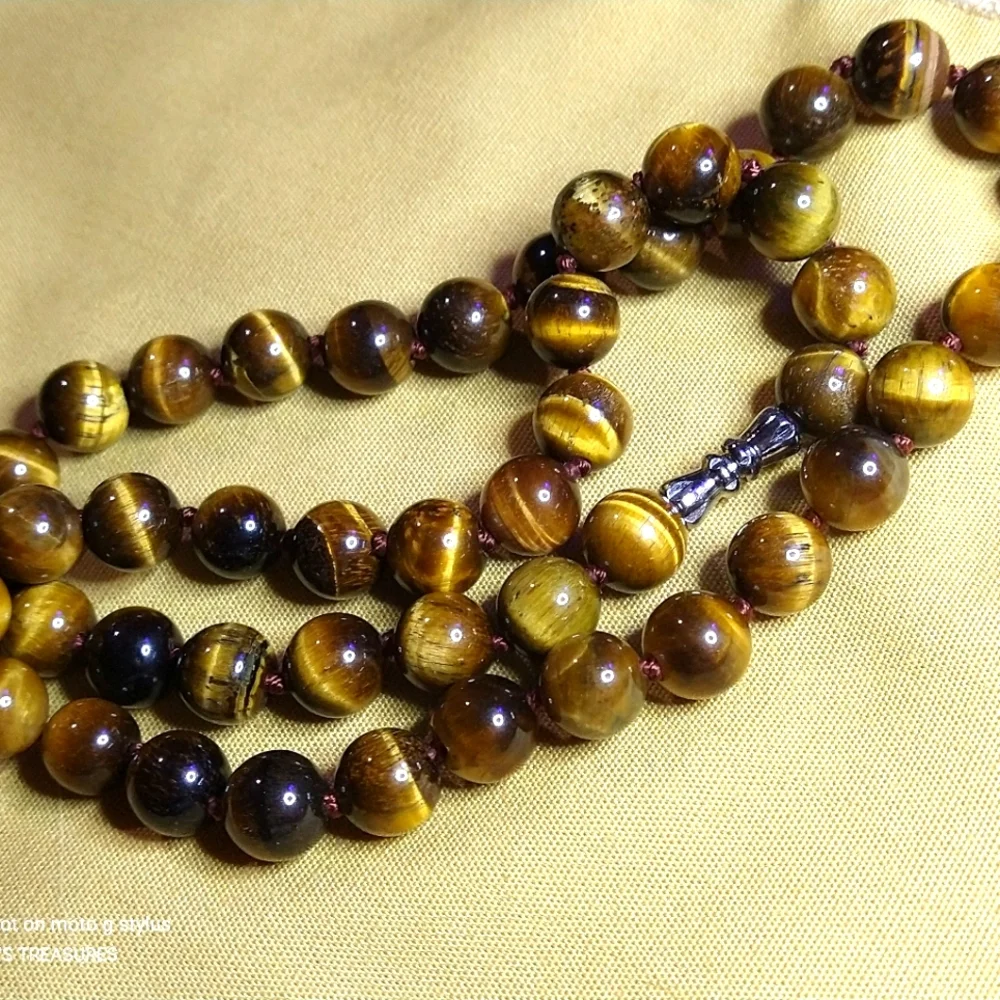 MEN'S TIGER'S EYE 18" NECKLACE. *GOLDEN BROWN* LIKE A BREEZE, PLEASE READ BELOW. - Picture 2 of 4